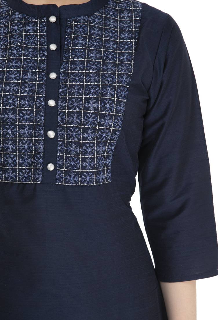 navy blue Womens Embroidered polly silk RK2162G