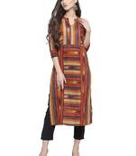 Indibelle Maroon printed cotton kurtas-and-kurtis