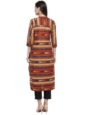 Indibelle Maroon printed cotton kurtas-and-kurtis 2