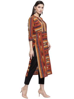 Indibelle Maroon printed cotton kurtas-and-kurtis 3