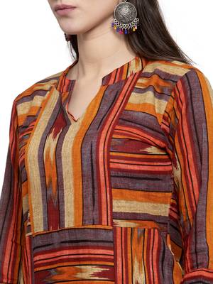 Indibelle Maroon printed cotton kurtas-and-kurtis 5
