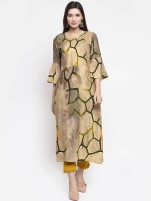 Indibelle Cream printed rayon kurtas-and-kurtis 1