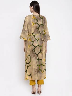 Indibelle Cream printed rayon kurtas-and-kurtis 2