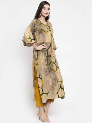 Indibelle Cream printed rayon kurtas-and-kurtis 3