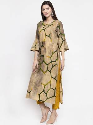Indibelle Cream printed rayon kurtas-and-kurtis 4