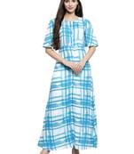 Blue printed rayon kurtas-and-kurtis