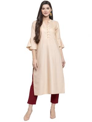 Indibelle Cream printed cotton kurtas-and-kurtis 1