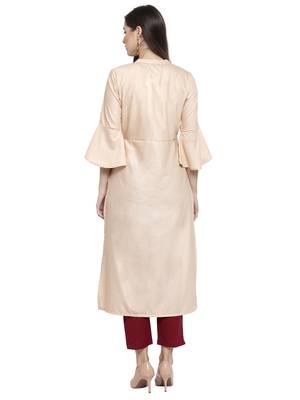 Indibelle Cream printed cotton kurtas-and-kurtis 2