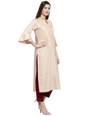 Indibelle Cream printed cotton kurtas-and-kurtis 3