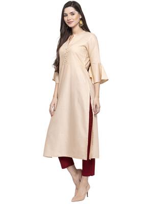 Indibelle Cream printed cotton kurtas-and-kurtis 4