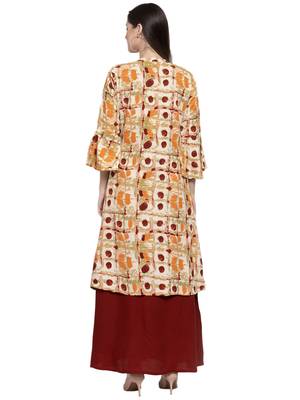 Maroon printed rayon kurtas-and-kurtis 2
