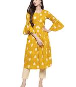 Indibelle Yellow printed cotton kurtas-and-kurtis