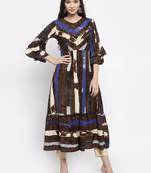 Brown printed rayon kurtas-and-kurtis