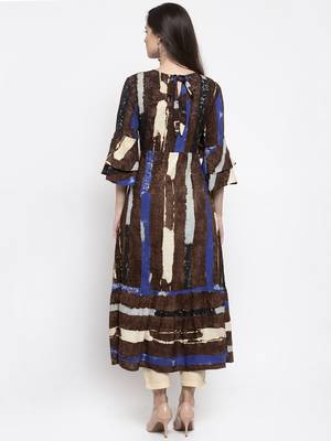 Brown printed rayon kurtas-and-kurtis 2