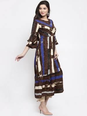 Brown printed rayon kurtas-and-kurtis 3