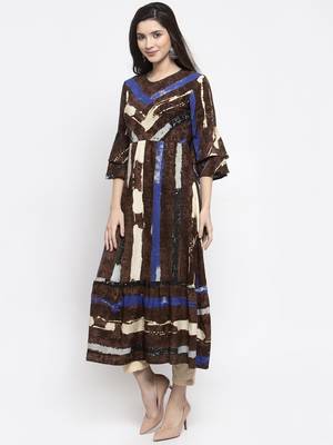 Brown printed rayon kurtas-and-kurtis 4