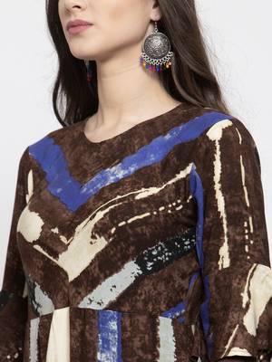 Brown printed rayon kurtas-and-kurtis 5
