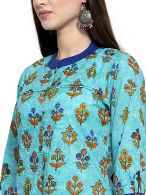 Blue printed cotton kurtas-and-kurtis 5