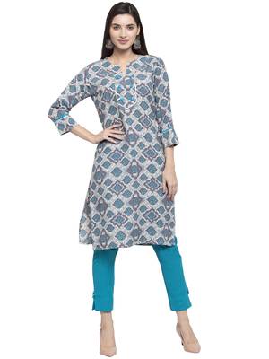 Grey printed rayon kurtas-and-kurtis 1