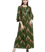 Green printed rayon kurtas-and-kurtis