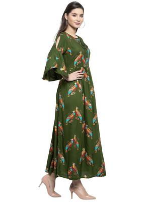 Green printed rayon kurtas-and-kurtis 3