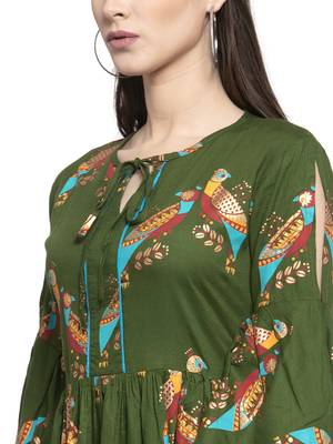 Green printed rayon kurtas-and-kurtis 5