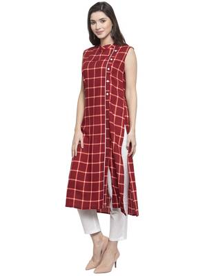 Indibelle Maroon printed rayon kurtas-and-kurtis 4