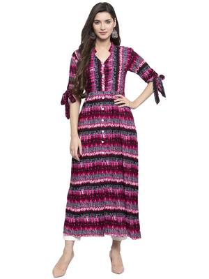 Indibelle Pink printed rayon kurtas-and-kurtis 1