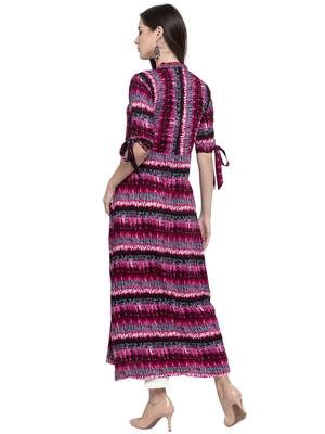 Indibelle Pink printed rayon kurtas-and-kurtis 2