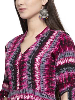 Indibelle Pink printed rayon kurtas-and-kurtis 5