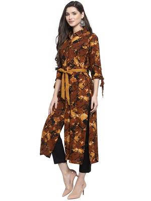 Indibelle Brown printed rayon kurtas-and-kurtis 4
