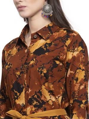 Indibelle Brown printed rayon kurtas-and-kurtis 5