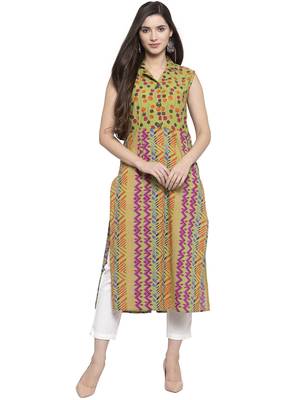 Indibelle Green printed cotton kurtas-and-kurtis 1