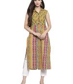 Indibelle Green printed cotton kurtas-and-kurtis