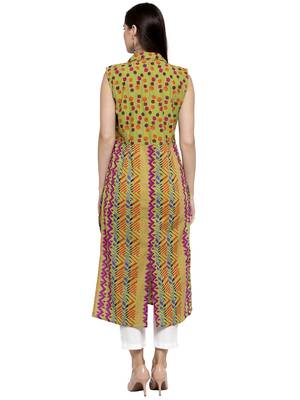 Indibelle Green printed cotton kurtas-and-kurtis 2