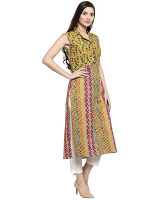 Indibelle Green printed cotton kurtas-and-kurtis 3