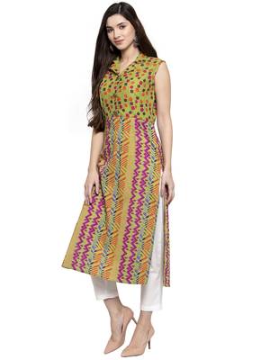 Indibelle Green printed cotton kurtas-and-kurtis 4