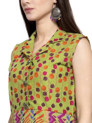 Indibelle Green printed cotton kurtas-and-kurtis 5