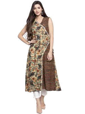 Indibelle Green printed rayon kurtas-and-kurtis 1