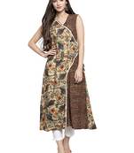 Indibelle Green printed rayon kurtas-and-kurtis