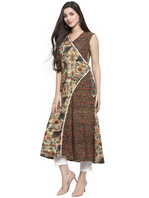 Indibelle Green printed rayon kurtas-and-kurtis 4