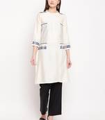White Embroidery With Print  Staright Kurti