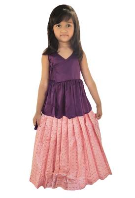 Kids Bit Top And Pink Lehenga Choli 1