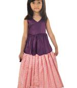 Kids Bit Top And Pink Lehenga Choli