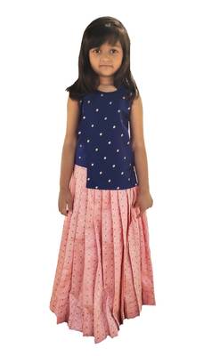 Kids Blue Top And Pink Lehenga Choli 1