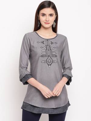 Rayon A-line Stitched kurti 4