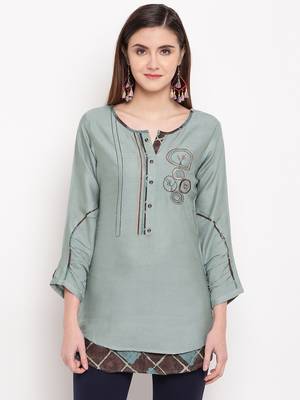 Rayon A-line Stitched kurti 3