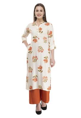 womens rayon Printed Straight Kurta 1