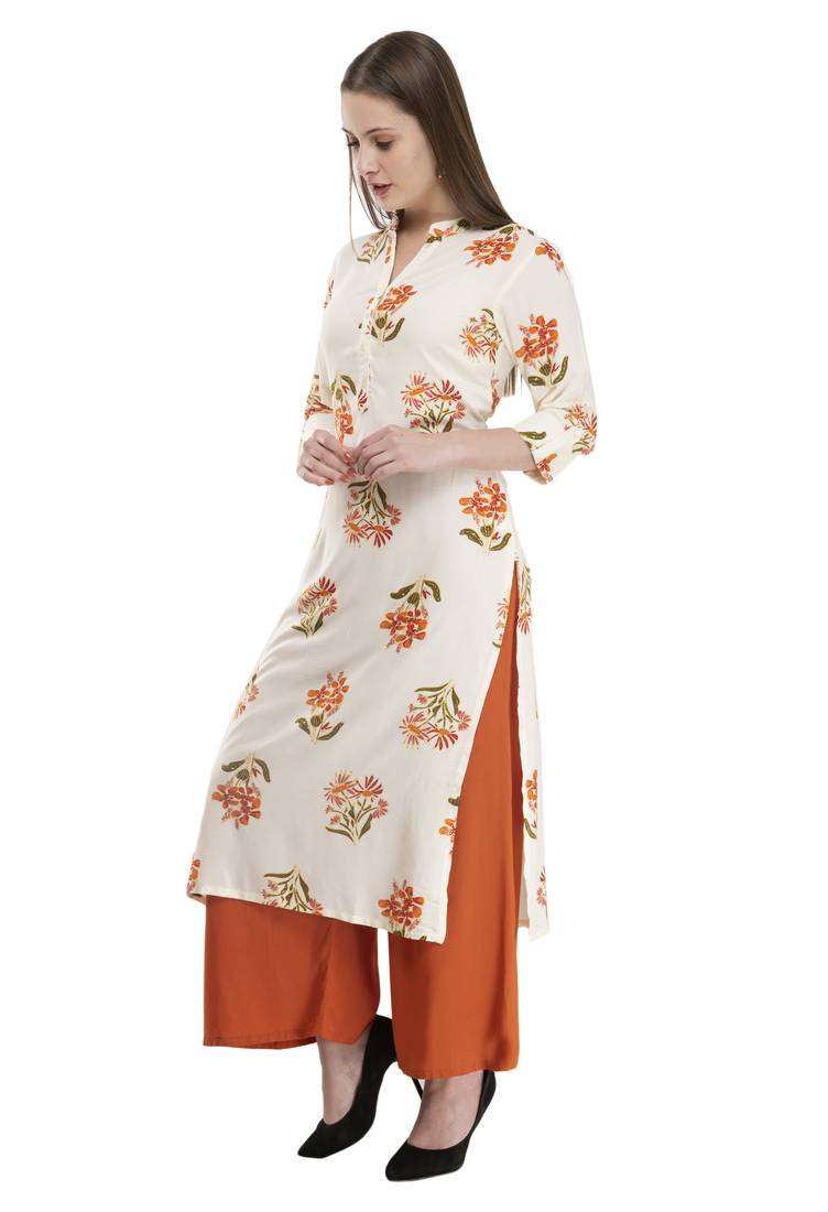 womens rayon Printed Straight Kurta