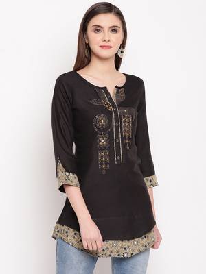 Rayon A-line Stitched kurti 4